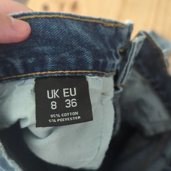 Pretty Little Thing tall blue wash denim frayed jeans size 8 - Picture 7 of 9